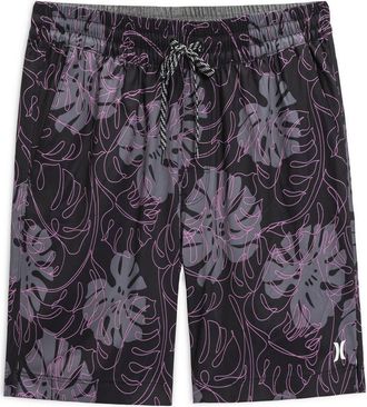 Hurley Leaf Volley Swim Trunks in Black at Nordstrom Rack, Size X-Large