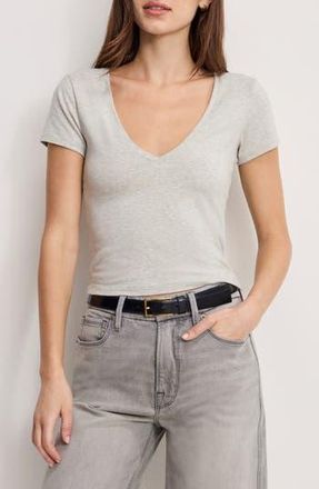 Good American V-Neck Baby Tee in Heather Grey001 at Nordstrom Rack, Size X-Small