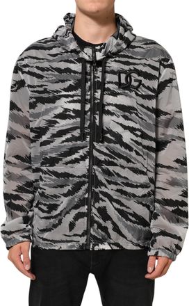 Dolce & Gabbana Gray Camouflage Hooded Sweatshirt Mens Jacket