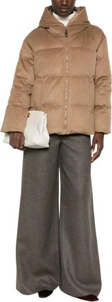 Max Mara Omkeerbaar Pufferjack - Dames - Winterjassen - Bruin - 4XS - Wol - Jassen