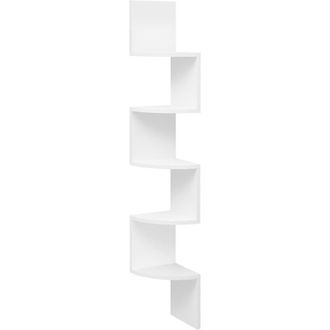 Woltu Woltu - Estante De Esquina, Estante De Pared, 5 Niveles, Flotante En Zigzag, Librer&iacute;a Para Cocina, Dormitorio, Sala De Estar, Oficina, Blanco