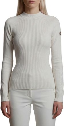 Moncler White Knitted Crew Neck Sweater