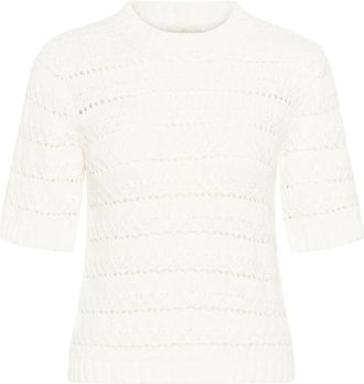 Kaffe Kanala Ronde Hals Trui Strak Gebreid - Dames - Truien - Wit - Maat: XS Nylon