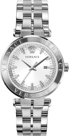 Versace Aion Datumvenster Roestvrijstalen Armband - Heren - Horloges - Grijs - ONE Size - Accessoires