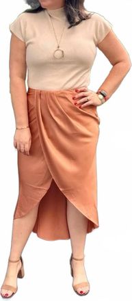 Blu Pepper Pleated Tulip Midi Skirt In Rust