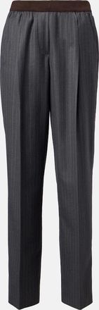 Miu Miu Pantaloni gessati in lana vergine a gamba larga