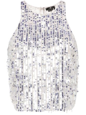 Elisabetta Franchi Top con paillettes - Argento