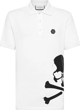 Philipp Plein Polo shirt SS Skull&Bones - Heren - Polos - Wit - 4XL - Katoen - Tops