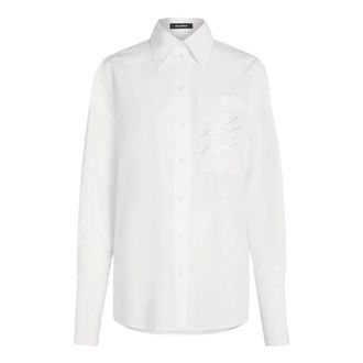 Karl Lagerfeld Overhemden, Dames, Wit, L, Katoen, Autograph Poplin Shirt