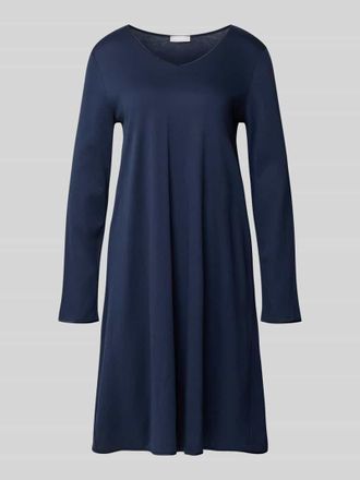 Hanro Nachthemd mit V-Ausschnitt in Dunkelblau, Gr&ouml;&szlig;e XS