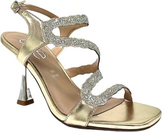 Ex&eacute; Womens Alberta Sandals In Gold With Silver Stones