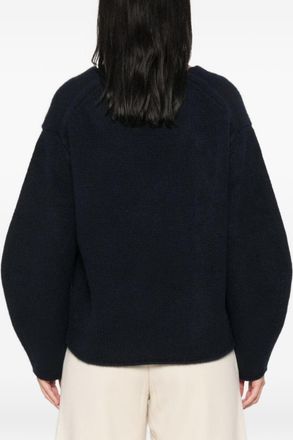 Soft Goat Relaxed V-Neck Knit Sweater - Black