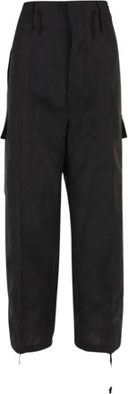 Niccol&ograve; Pasqualetti Ski Trouses, female, Black, Size: XS Oversized Linen-Blend Pants