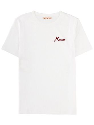 Marni Red Embroidered Logo T-Shirt