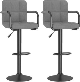 vidaXL Bar Stools 2 pcs Light Grey Velvet Vidaxl