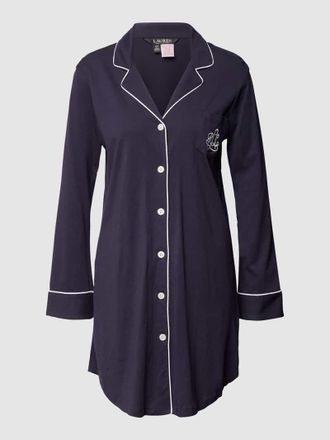 Lauren Ralph Lauren Nachthemd mit Kontraststreifen in Dunkelblau, Größe XL