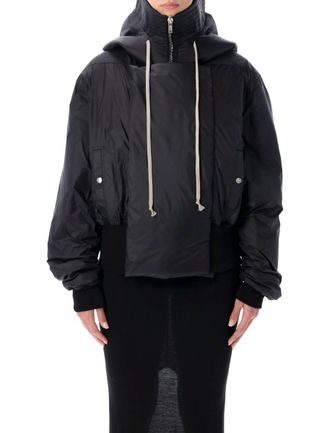 Rick Owens Black Recycled Nylon Alice Cropped Parka