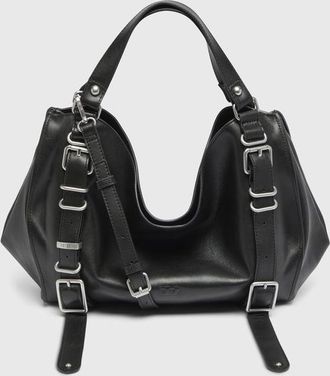 Diesel D-One-Medium top-handle bag in treated leather - Handbags - Unisex - Black