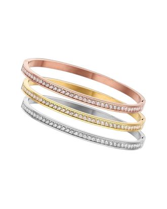 Liv Oliver 18K Plated Cz Stackable Bangle Bracelet Set