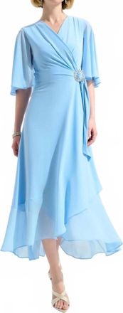 Joseph Ribkoff Cape Sleeves High Low Wrap Dress In Sky Blue