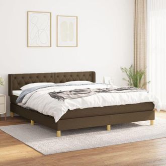 vidaXL Vidaxl - Cama Box Spring Con Colch&oacute;n Tela Marr&oacute;n Oscuro 160x200 Cm