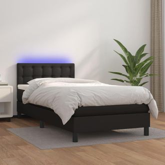 vidaXL Cama Box Spring Y Colch&oacute;n Led Cuero Sint&eacute;tico Negro 80x200 Cm Vidaxl