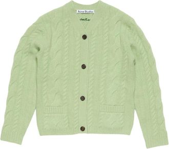 Acne Studios Cashmere Kabelgebreid Vest - Dames - Vesten - Groen - L - Leer - Truien & Vesten