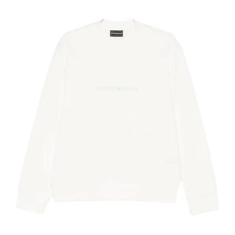Emporio Armani Sweatshirts, male, White, Size: 2XL Double Jersey Sweatshirt with Logo Print