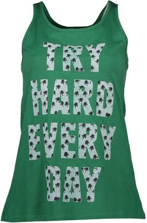 Silvian Heach Womens Printed Tank Top - Dark Green Cotton - Size X-Small