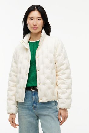 Tommy Hilfiger Womens Water-Repellent Quilted Down Jacket - Rich Cream - XS