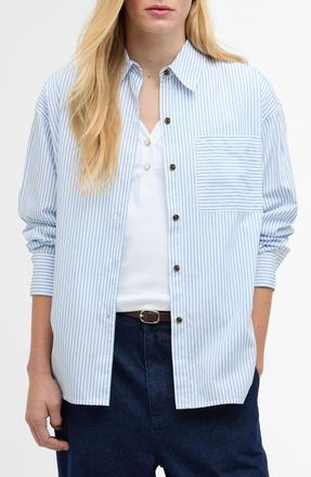 Barbour Polly Stripe Button-Up Shirt in Chambray Stripe at Nordstrom, Size 8 Us