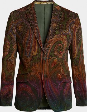 Etro Men & apos;s Roma Paisley Corduroy Single-Breasted Jacket