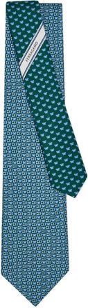 Ferragamo butterfly-gancini-print silk tie - men - Silk - One Size - Blue