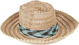 Exquisite J Woven Raffia Sun Hat - Natural