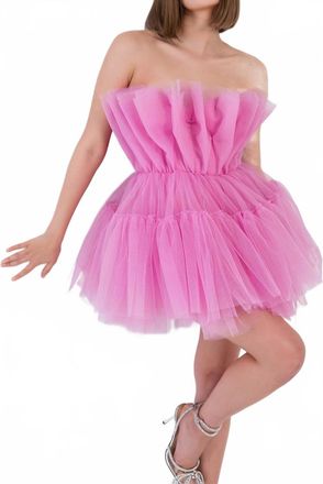 Kikiriki Zoey Layered Tulle Loofa Mini Dress In Pink