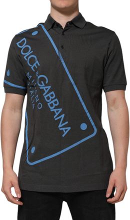 Dolce & Gabbana Dark Gray Short Sleeve Collared Polo Mens T-shirt
