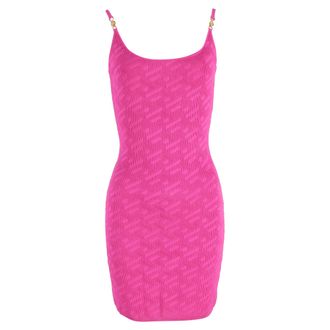 Versace Versace Mini La Greca Medusa gebreide jurk in roze viscose