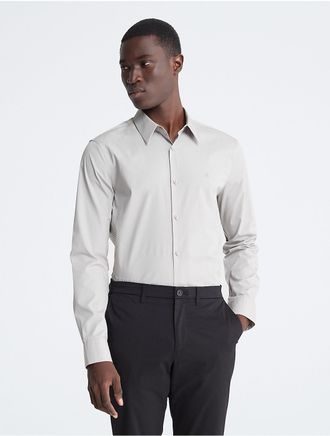 Calvin Klein Mens Slim Stretch Shirt - Grey - XS