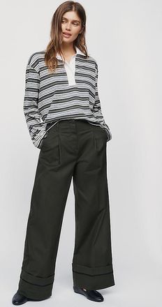 Maeve High-Cuff Chino Trousers Pants
