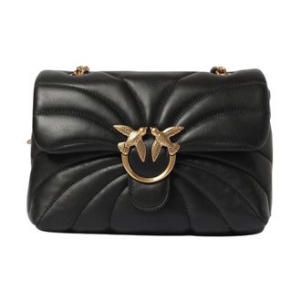 Pinko Leren Schoudertas - Dames - Schoudertassen - Zwart - ONE Size - Leer - Tassen