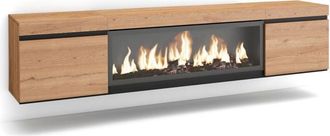 Skraut Home Skraut Home - Mueble Tv, Televisi&oacute;n, Muebles De Sal&oacute;n, Almacenaje, 210, Para Tv Hasta 80, Chimenea El&eacute;ctrica Xxl, Colgado, Suspendido, Estilo Moderno,