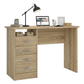 Dmora Dmora Bureau &Agrave; Quatre Tiroirs, Couleur Ch&ecirc;ne, 110 X 76 X 48 Cm