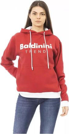 Baldinini Katoenen Hoodie met Logo aan de Voorkant - Dames - Hoodies - Rood - XS - Katoen - Hoodies & sweatvesten