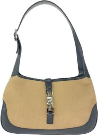 Gucci Pre-owned Shoulder Bags, female, Beige, Size: ONE SIZE Pre-owned Canvas Shoulder Bag