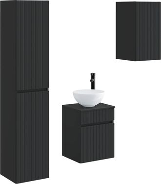 vidaXL Juego De Muebles De Ba&ntilde;o 3 Uds. Negro 33 X 34,5 X 160 Cm Vidaxl