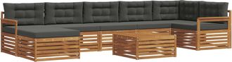 vidaXL Conjunto De Sof&aacute;s De Exterior 8 Uds. Natural Y Antracita Vidaxl