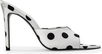 Black Suede Studio Bella 100 Mule in White Polka Dot Satin at Nordstrom, Size 38.5 Eu