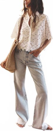 Frame Denim Deco Eyelet Top In White
