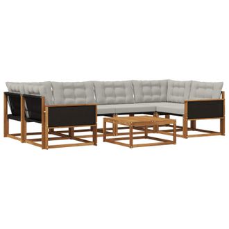 vidaXL Conjunto De Sof&aacute;s De Exterior 7 Pcs Natural Y Gris Claro Vidaxl