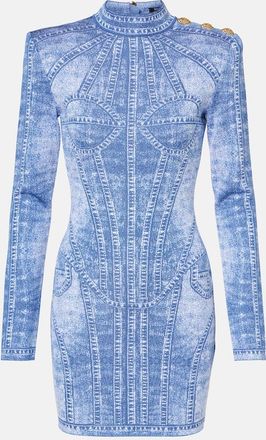 Balmain Trompe loil jacquard minidress
